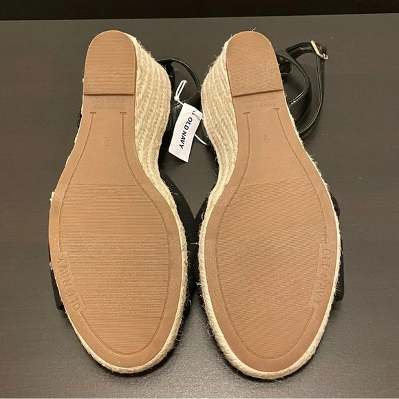 OLD NAVY Knotted Canvas Espadrille Wedge Sandals in Black Jack - Picture 8 of 11